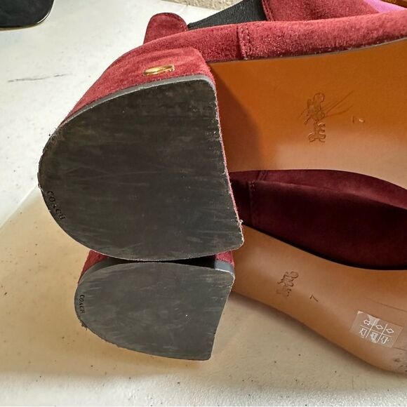 Coach Shoes‎ Coach Tia Suede Ankle Bootie Wine Red Size 7 - Picture 8 of 12